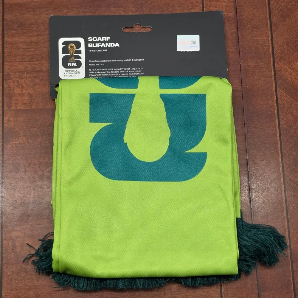FIFA Scarf Unisex OS Green Mexico 2026 World Cup Soccer Fan Fringe Official New